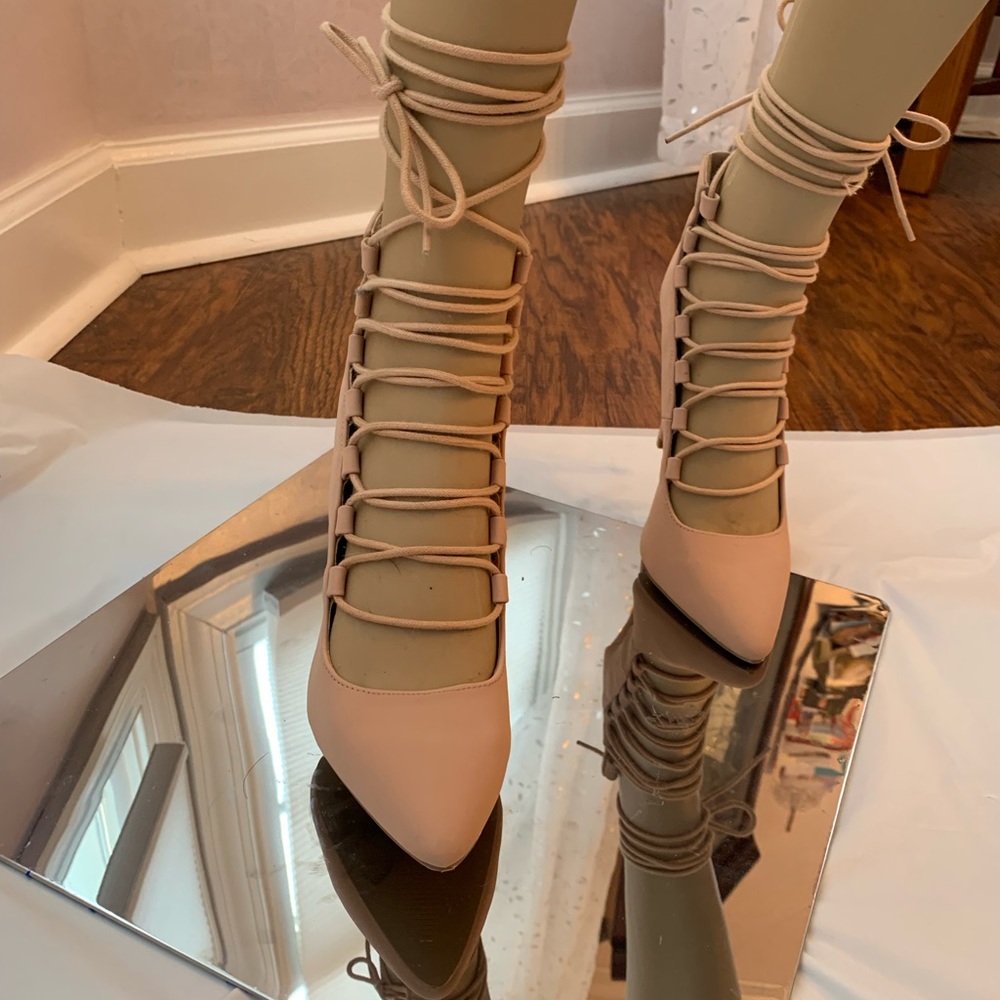 Nude Lace-up Heels 5”